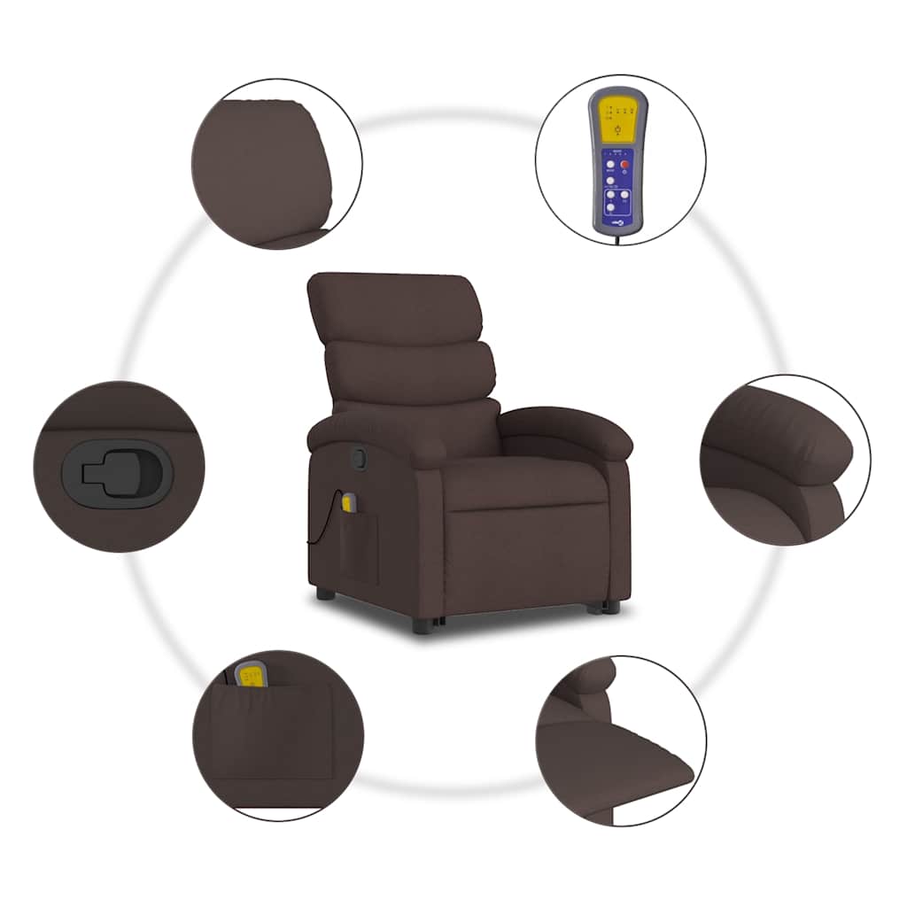 Fauteuil inclinable de massage Marron foncé Tissu - XIOS