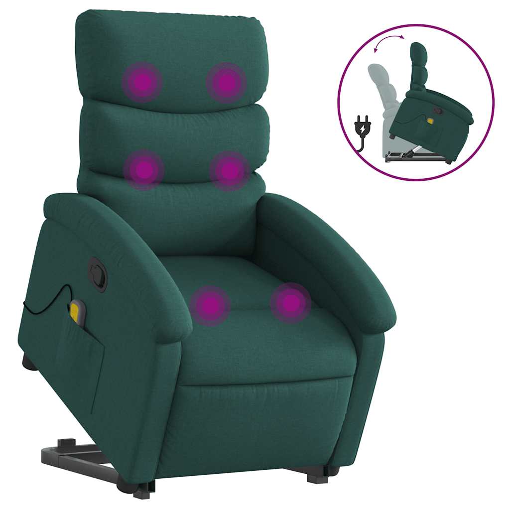 Fauteuil inclinable de massage Vert foncé Tissu - XIOS