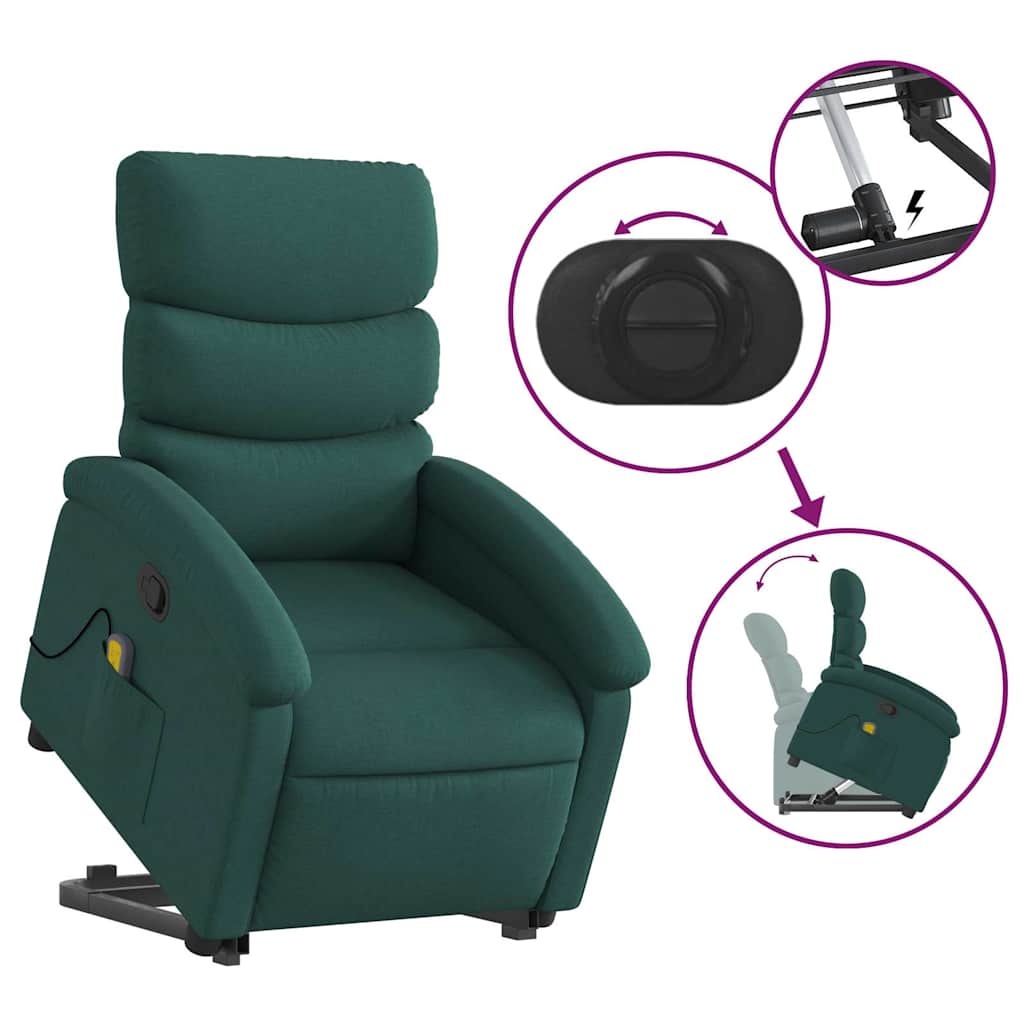 Fauteuil inclinable de massage Vert foncé Tissu - XIOS