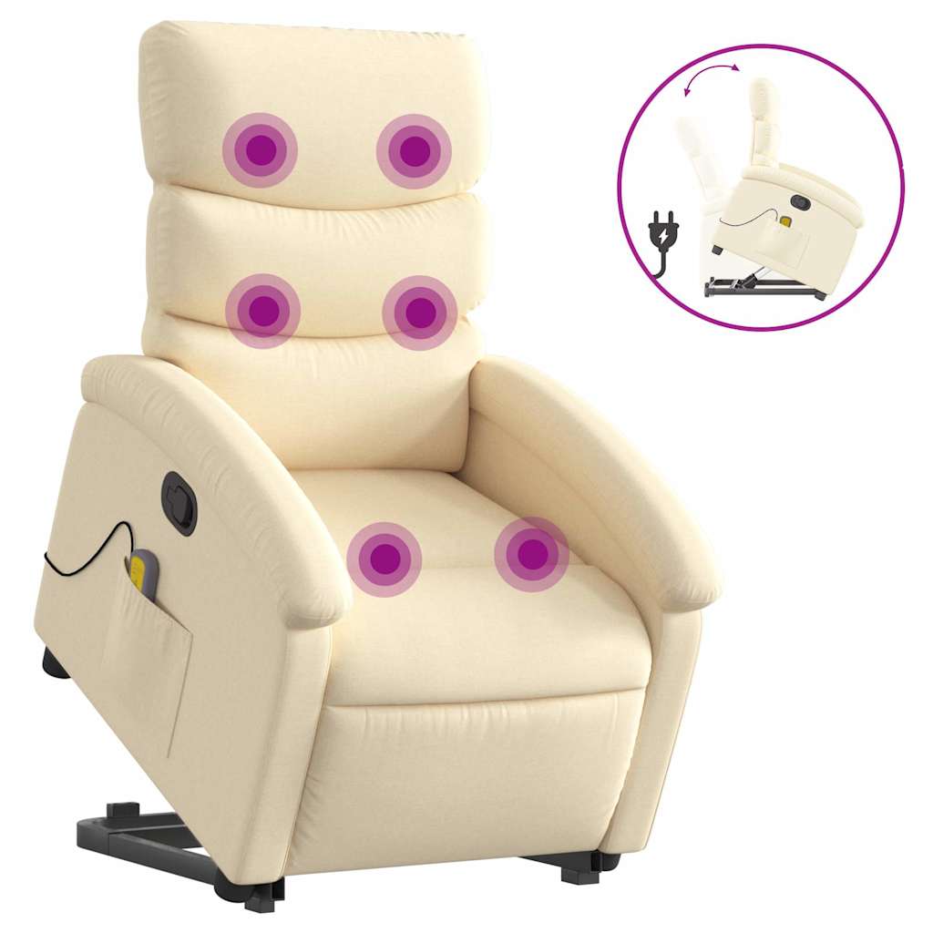 Fauteuil inclinable de massage Crème Tissu - XIOS