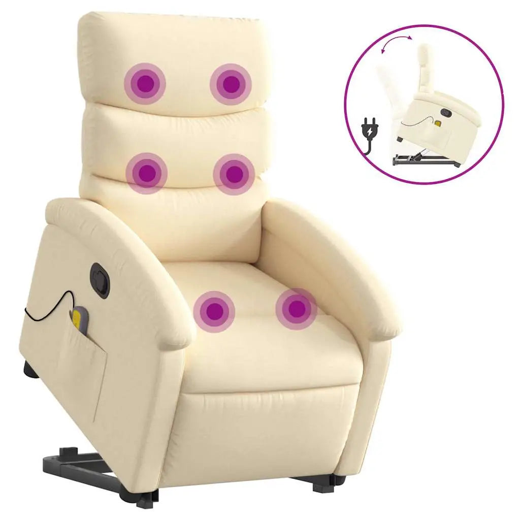 Fauteuil inclinable de massage Crème Tissu - XIOS