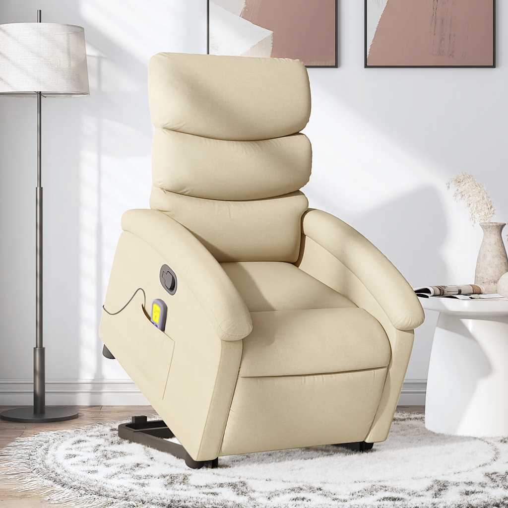 Fauteuil inclinable de massage Crème Tissu