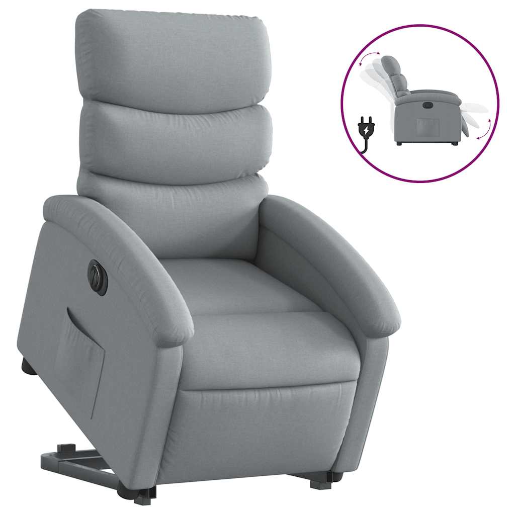 Fauteuil inclinable électrique gris clair tissu - XIOS