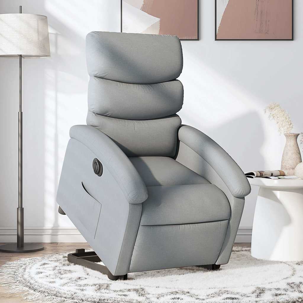Fauteuil inclinable électrique gris clair tissu - XIOS