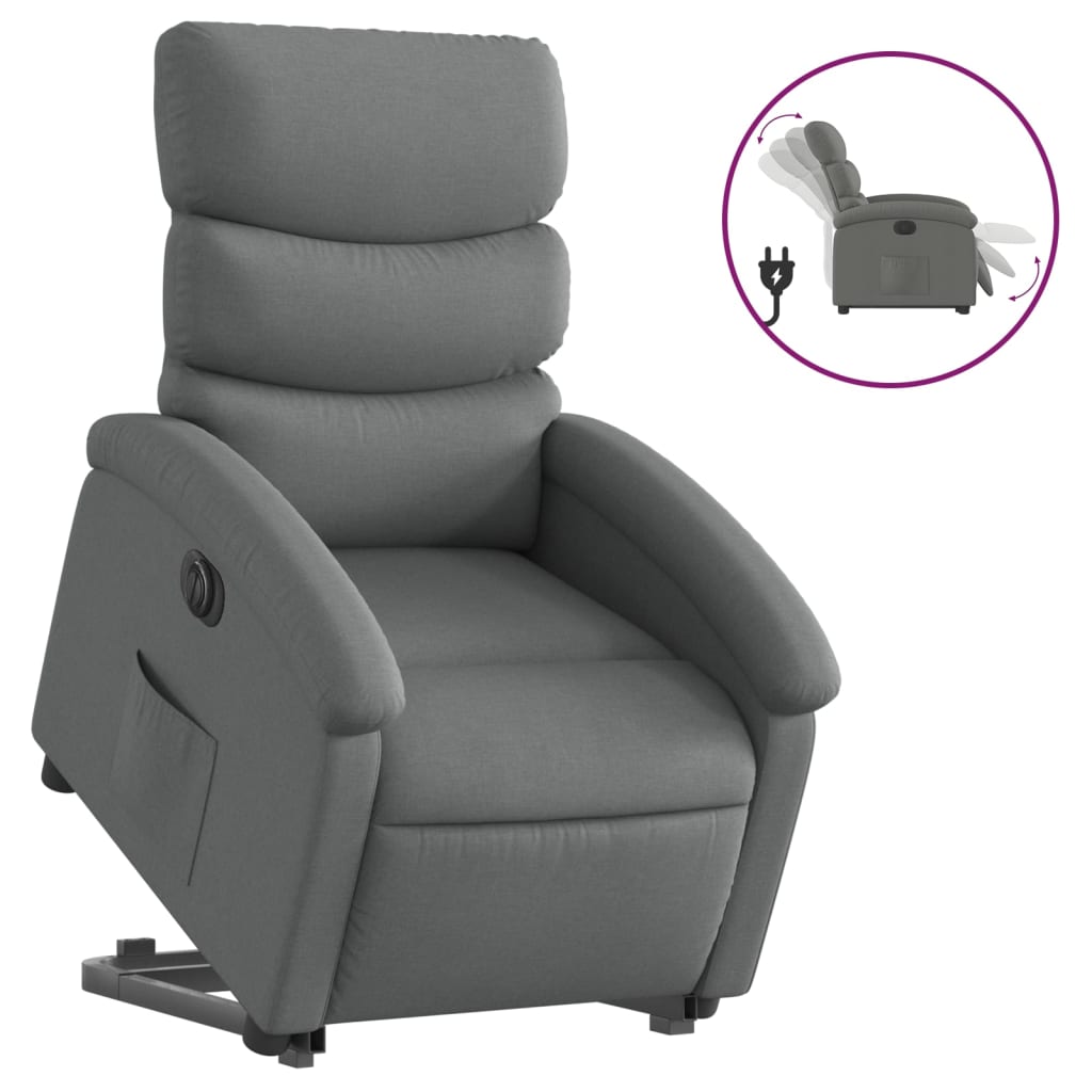 Fauteuil inclinable électrique gris foncé tissu - XIOS