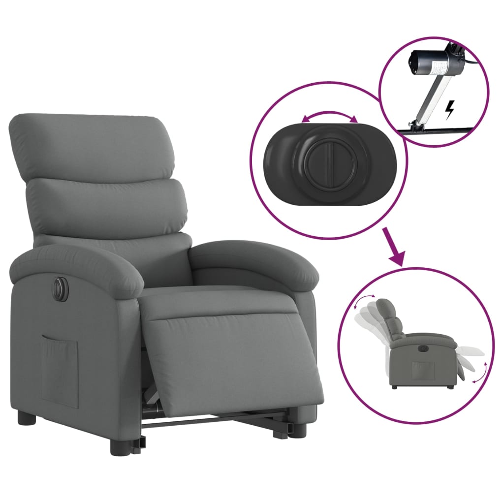 Fauteuil inclinable électrique gris foncé tissu - XIOS