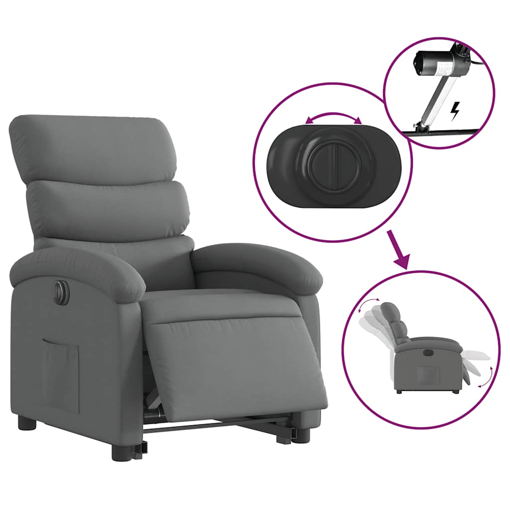 Fauteuil inclinable électrique gris foncé tissu - XIOS