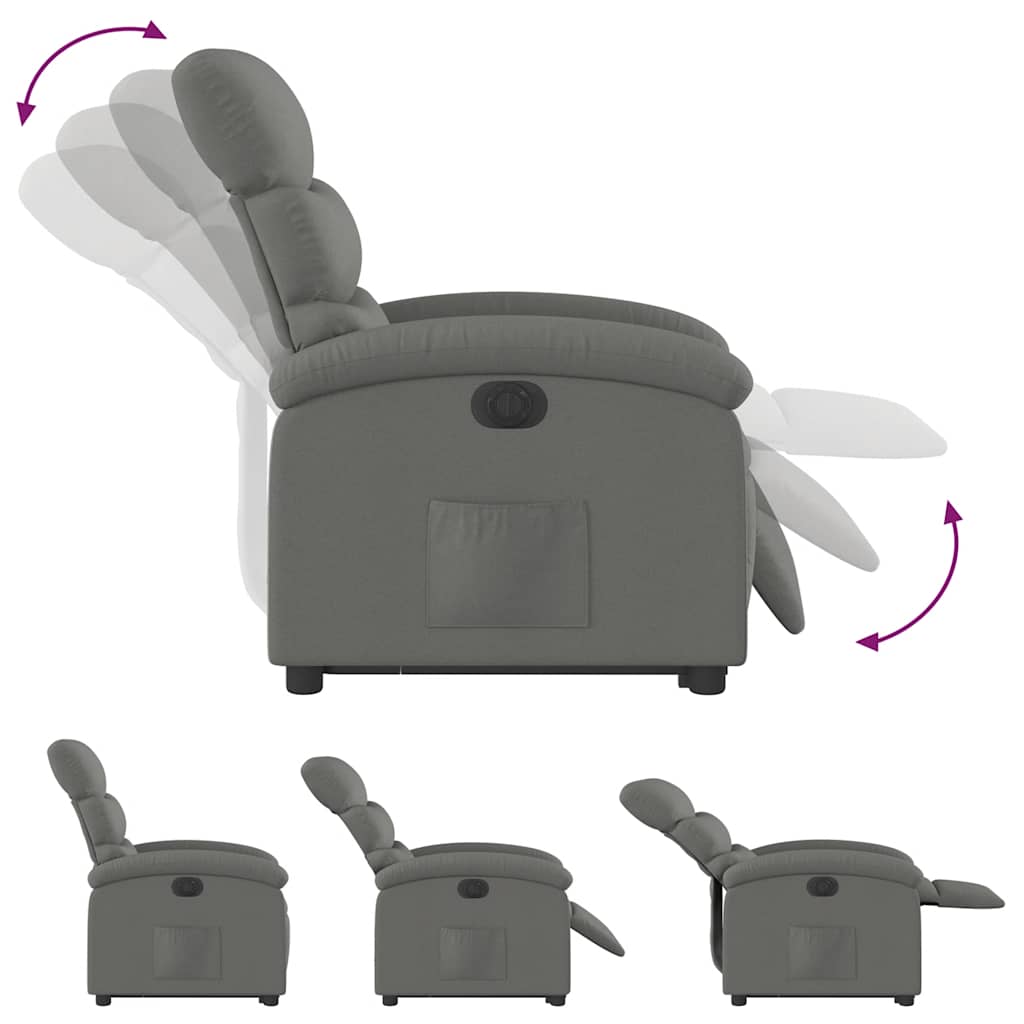 Fauteuil inclinable électrique gris foncé tissu - XIOS