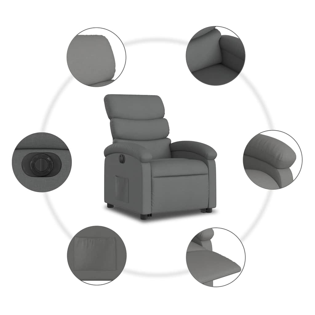Fauteuil inclinable électrique gris foncé tissu - XIOS