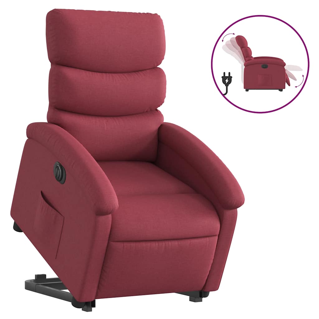 Fauteuil inclinable électrique rouge bordeaux tissu - XIOS