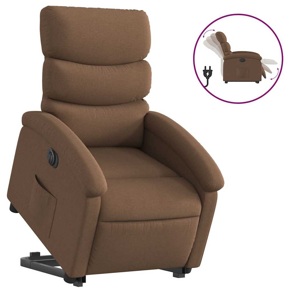 Fauteuil inclinable électrique marron tissu - XIOS