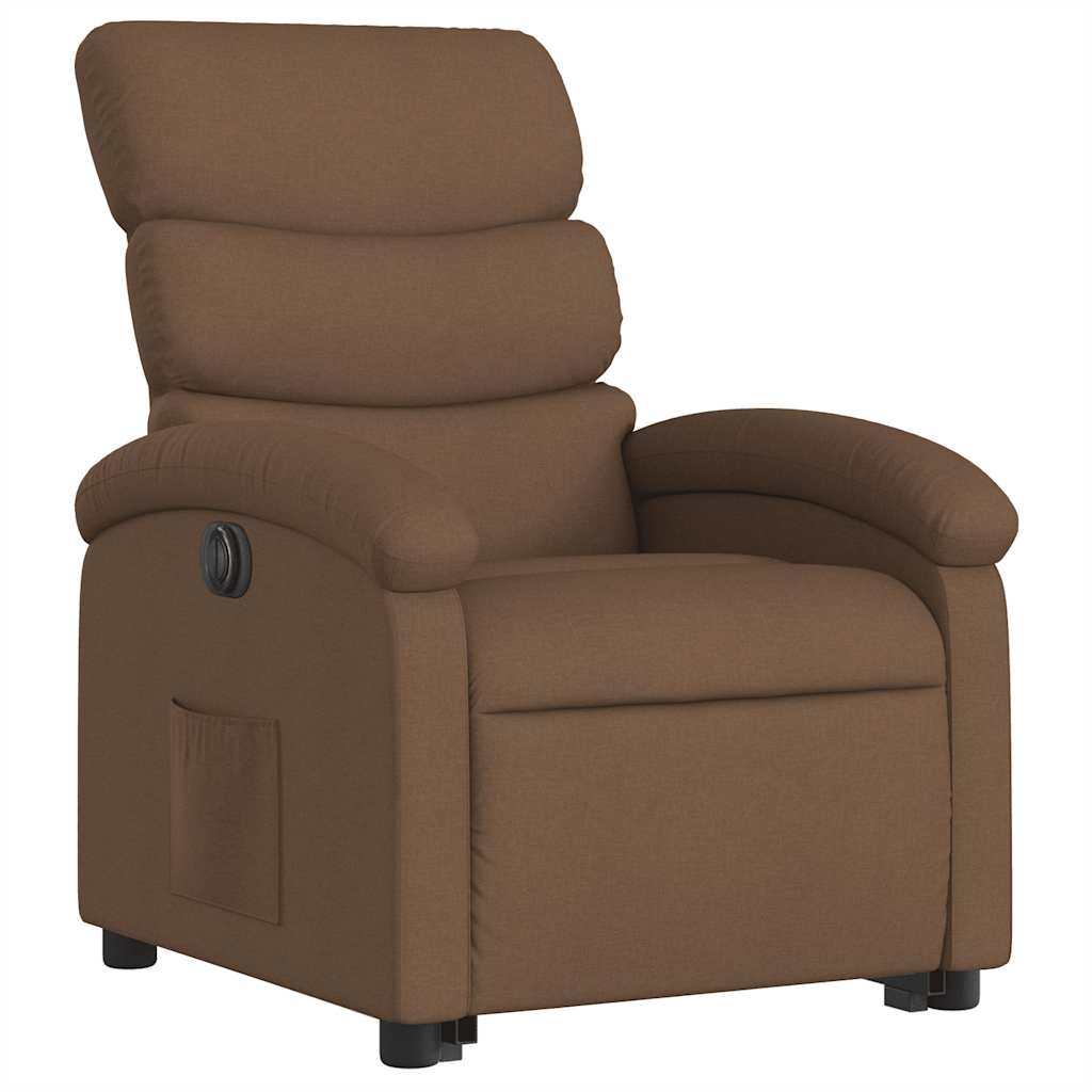 Fauteuil inclinable électrique marron tissu - XIOS