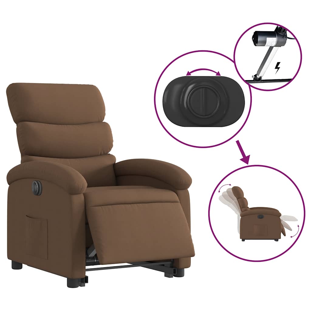 Fauteuil inclinable électrique marron tissu - XIOS