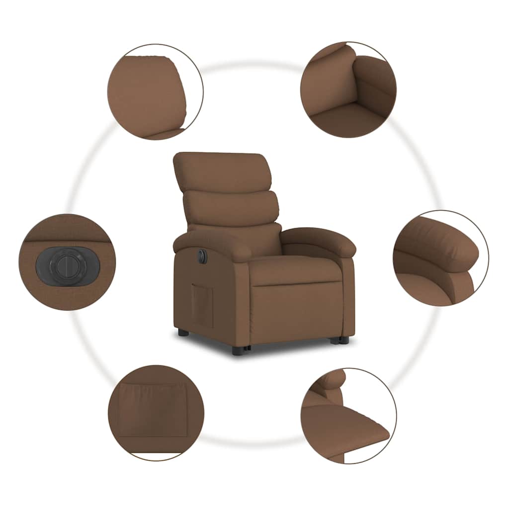 Fauteuil inclinable électrique marron tissu - XIOS