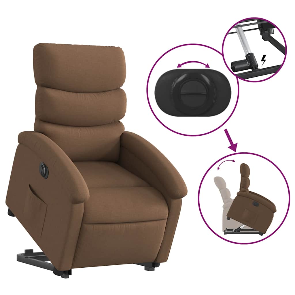 Fauteuil inclinable électrique marron tissu - XIOS