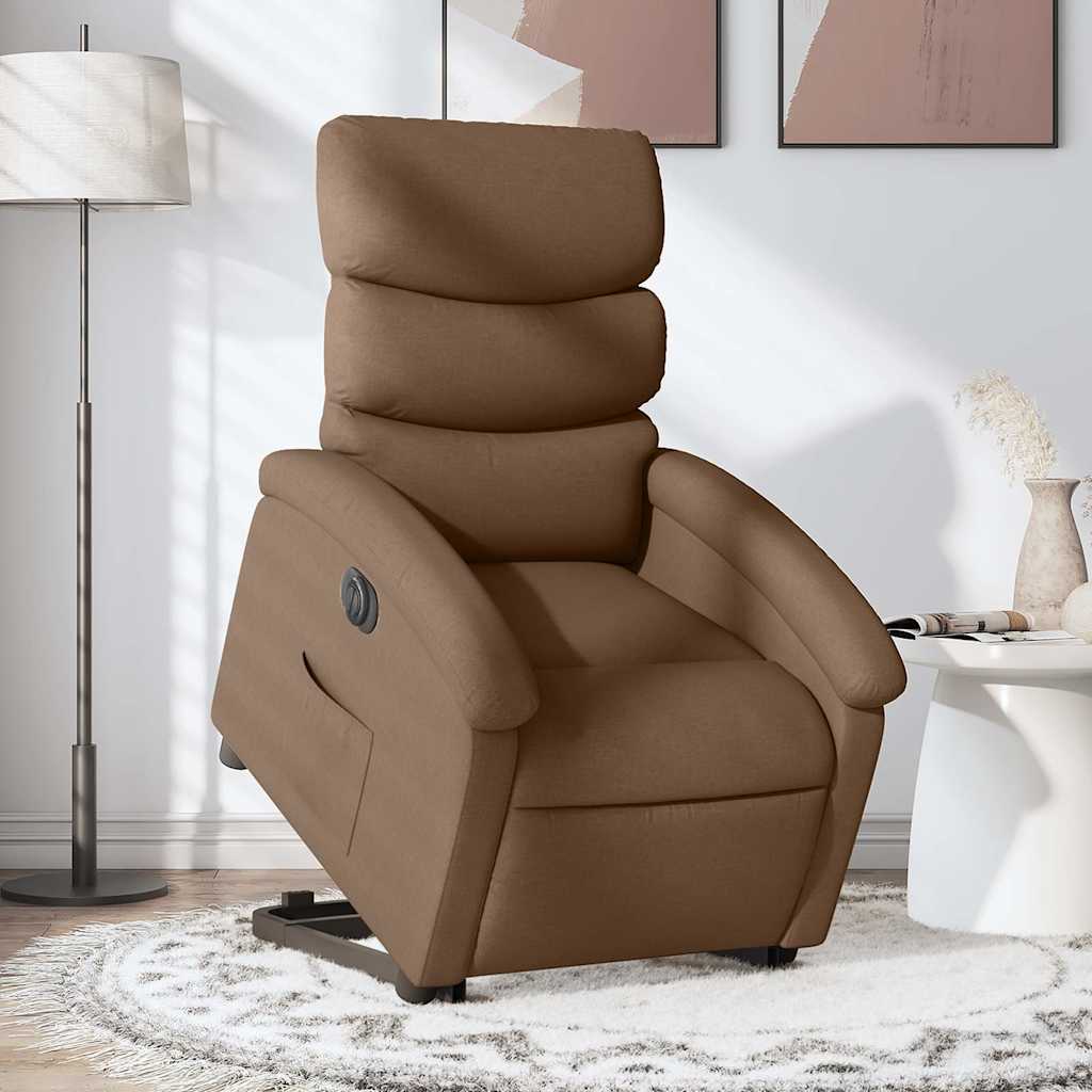 Fauteuil inclinable électrique marron tissu - XIOS