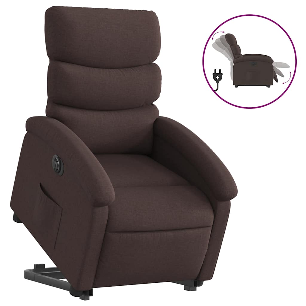 Fauteuil inclinable électrique marron foncé tissu - XIOS