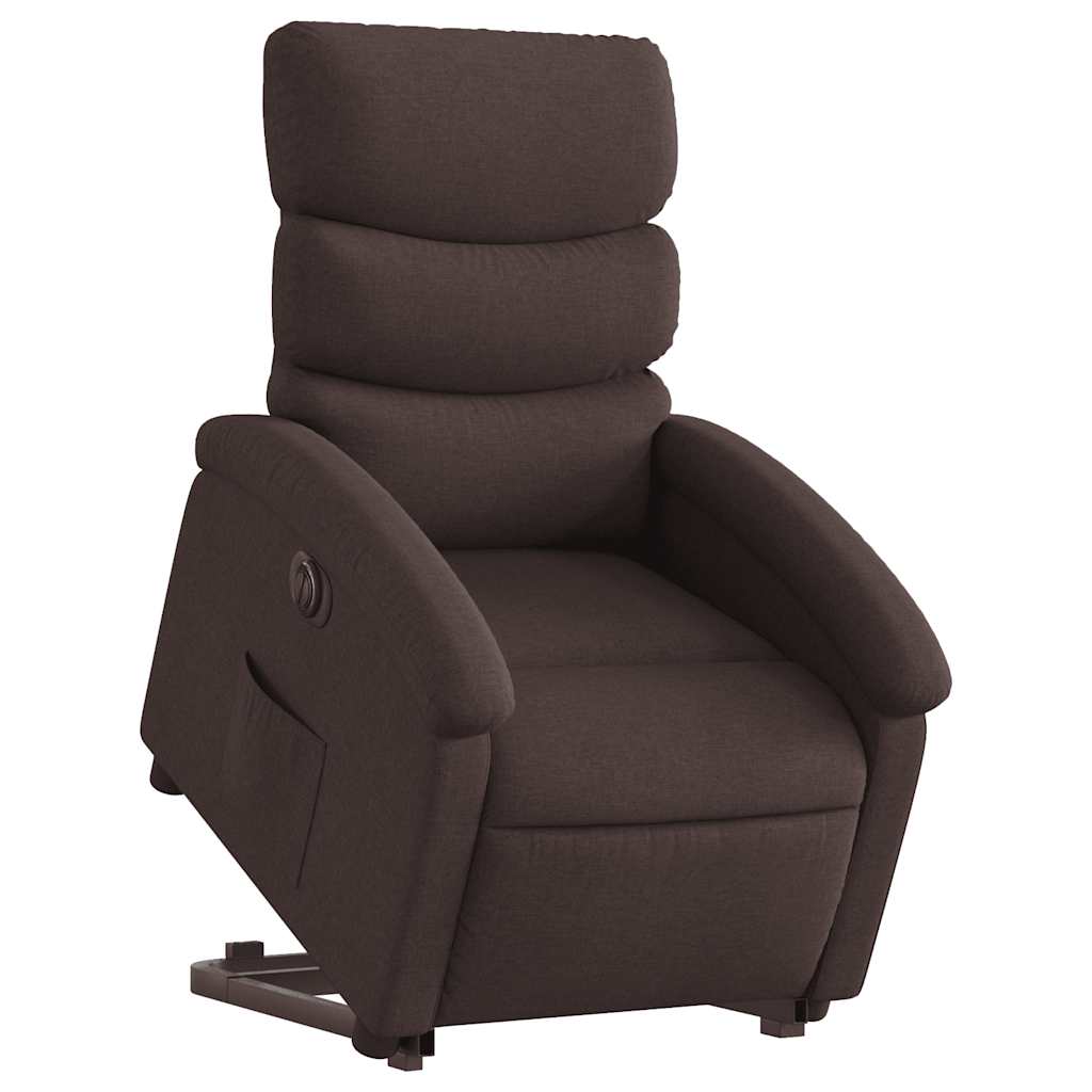 Fauteuil inclinable électrique marron foncé tissu - XIOS