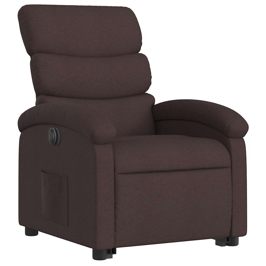 Fauteuil inclinable électrique marron foncé tissu - XIOS