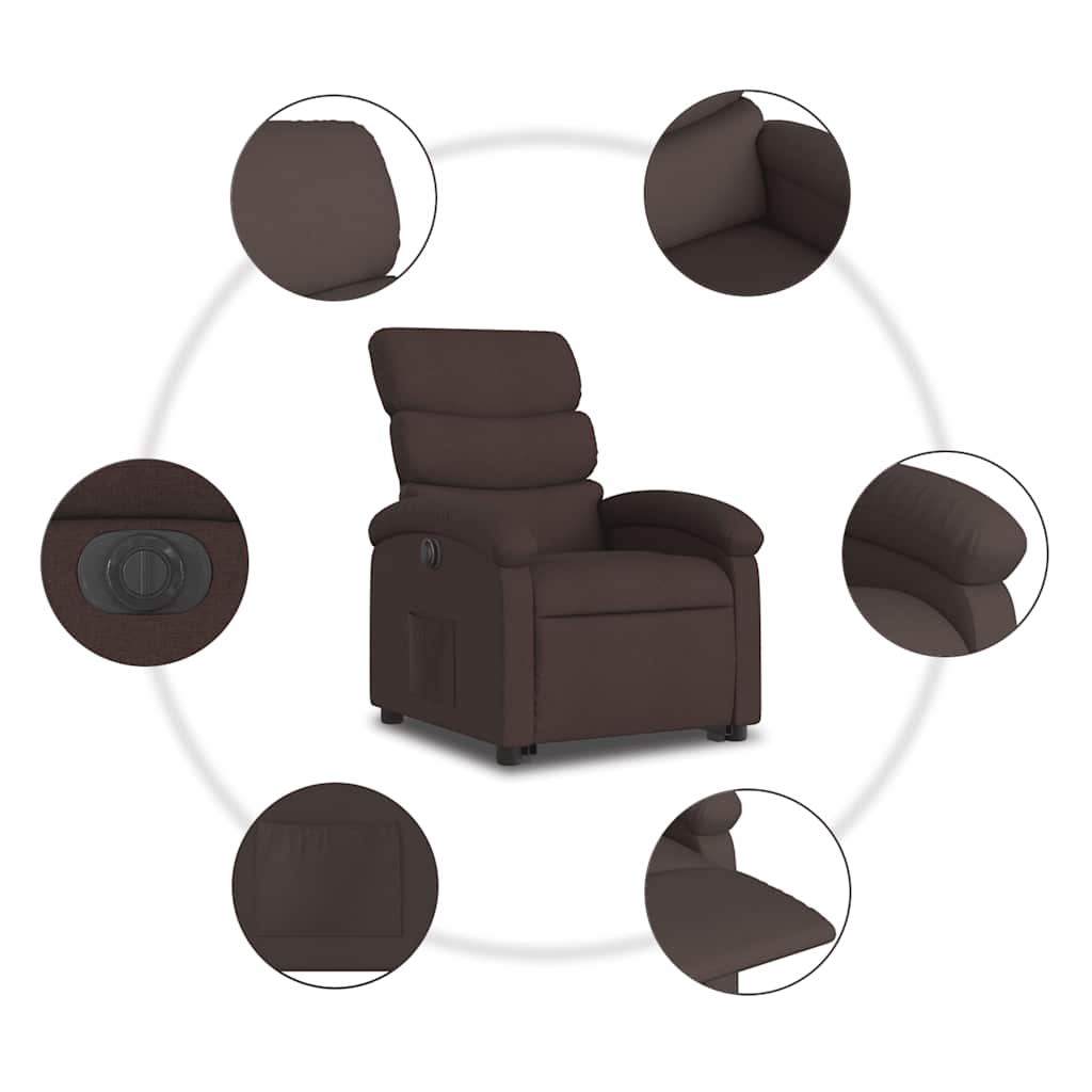 Fauteuil inclinable électrique marron foncé tissu - XIOS