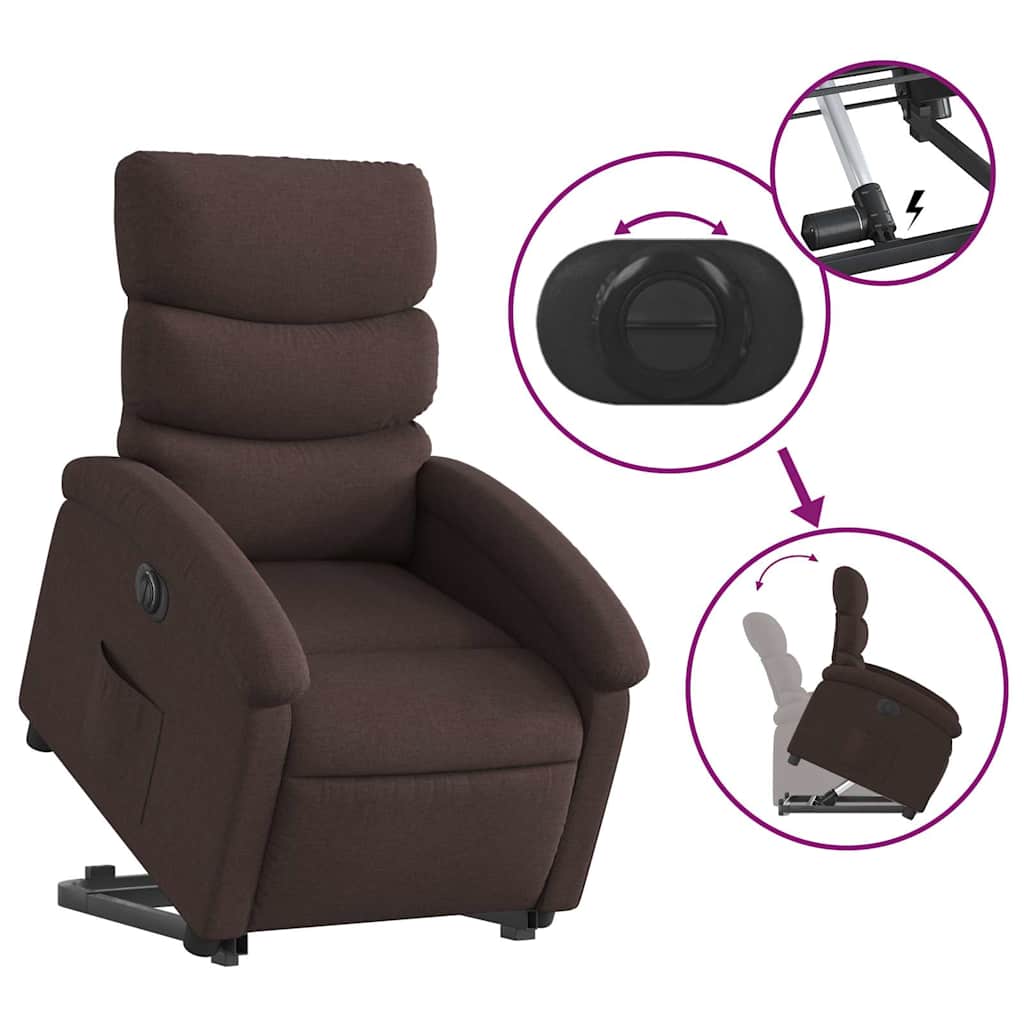 Fauteuil inclinable électrique marron foncé tissu - XIOS