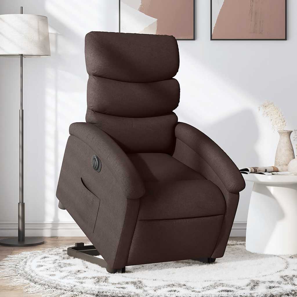 Fauteuil inclinable électrique marron foncé tissu - XIOS