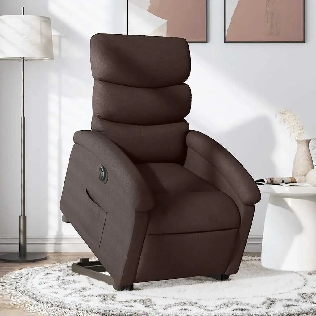 Fauteuil inclinable électrique marron foncé tissu - XIOS