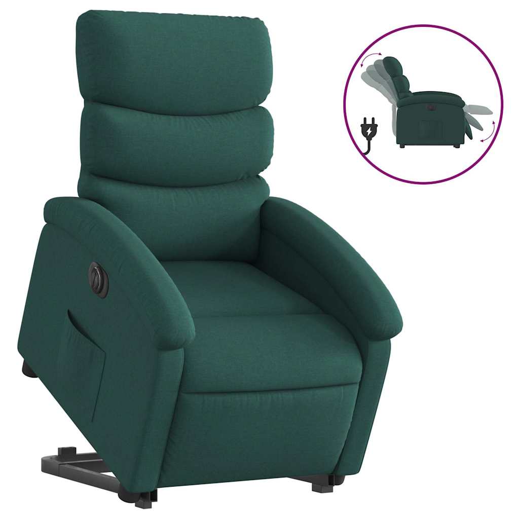 Fauteuil inclinable électrique vert foncé tissu - XIOS