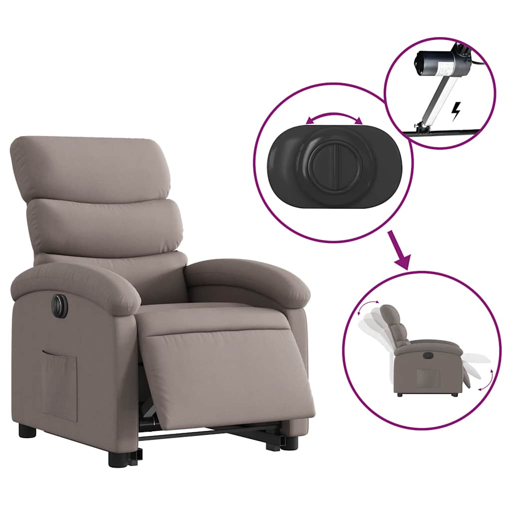 Fauteuil inclinable électrique taupe tissu - XIOS