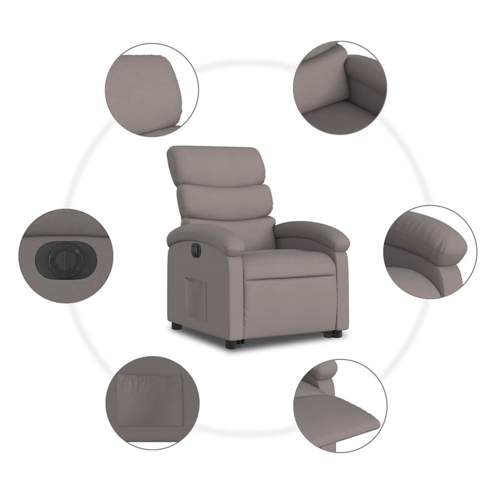 Fauteuil inclinable électrique taupe tissu - XIOS