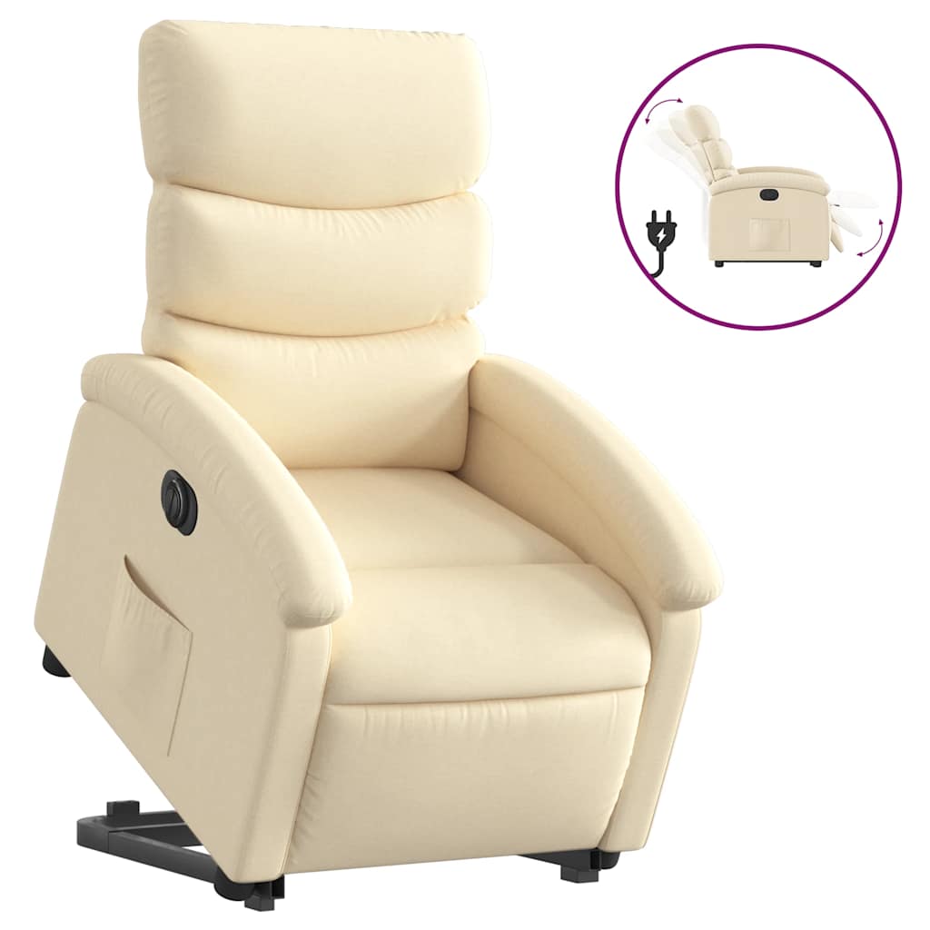 Fauteuil inclinable électrique crème tissu - XIOS
