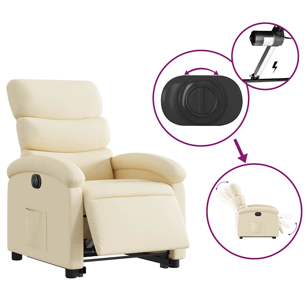 Fauteuil inclinable électrique crème tissu - XIOS