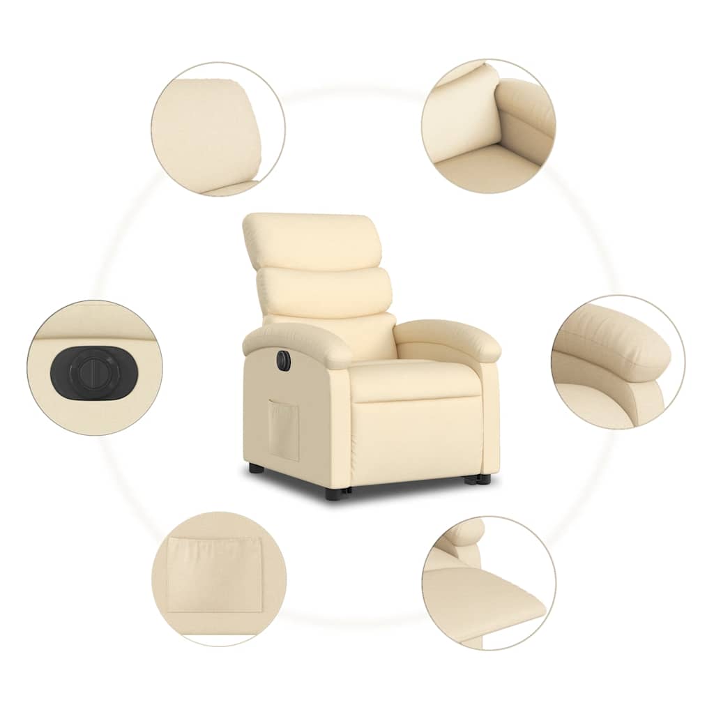 Fauteuil inclinable électrique crème tissu - XIOS
