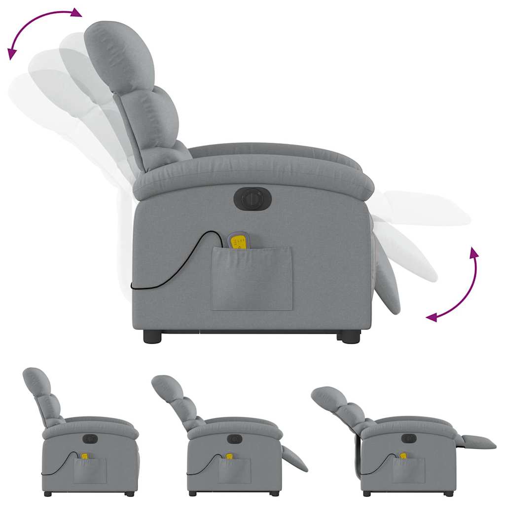 Fauteuil inclinable de massage électrique Gris clair Tissu - XIOS