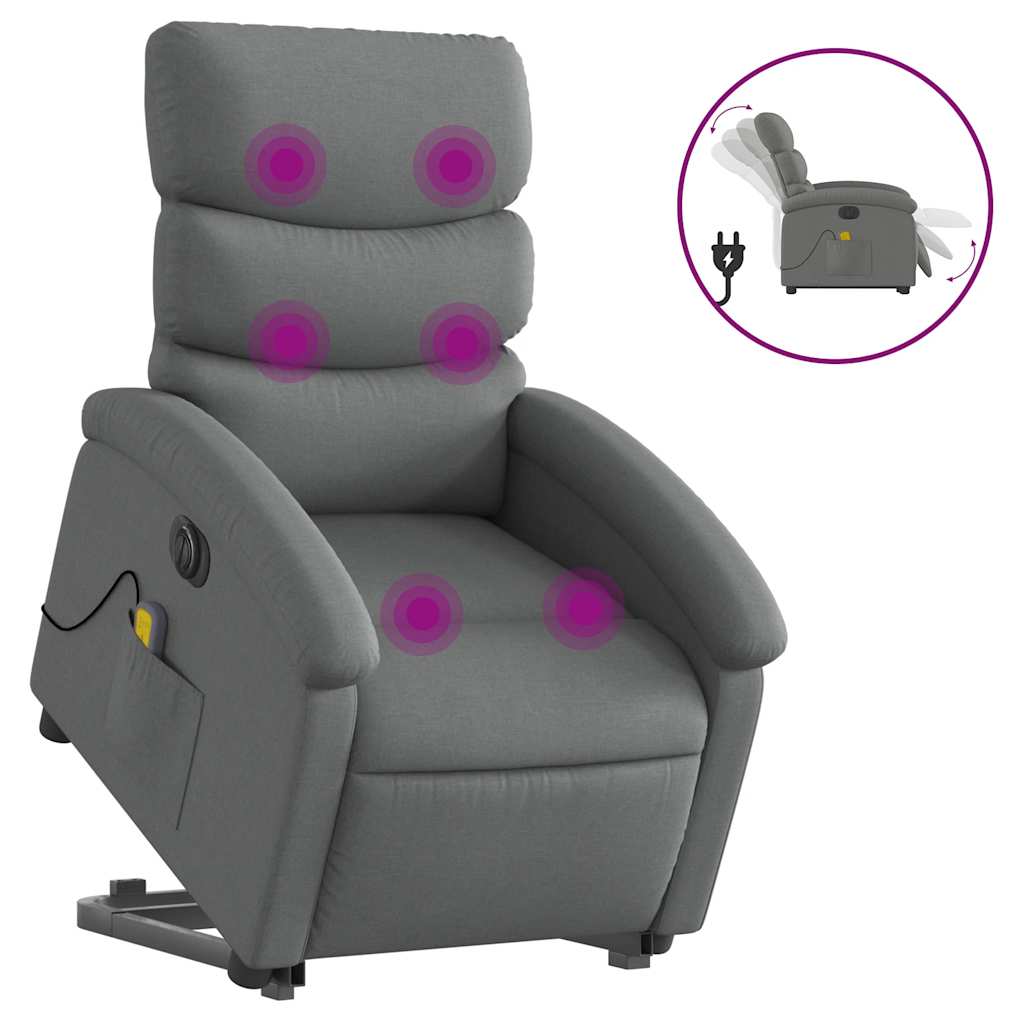 Fauteuil inclinable de massage électrique Gris foncé Tissu - XIOS