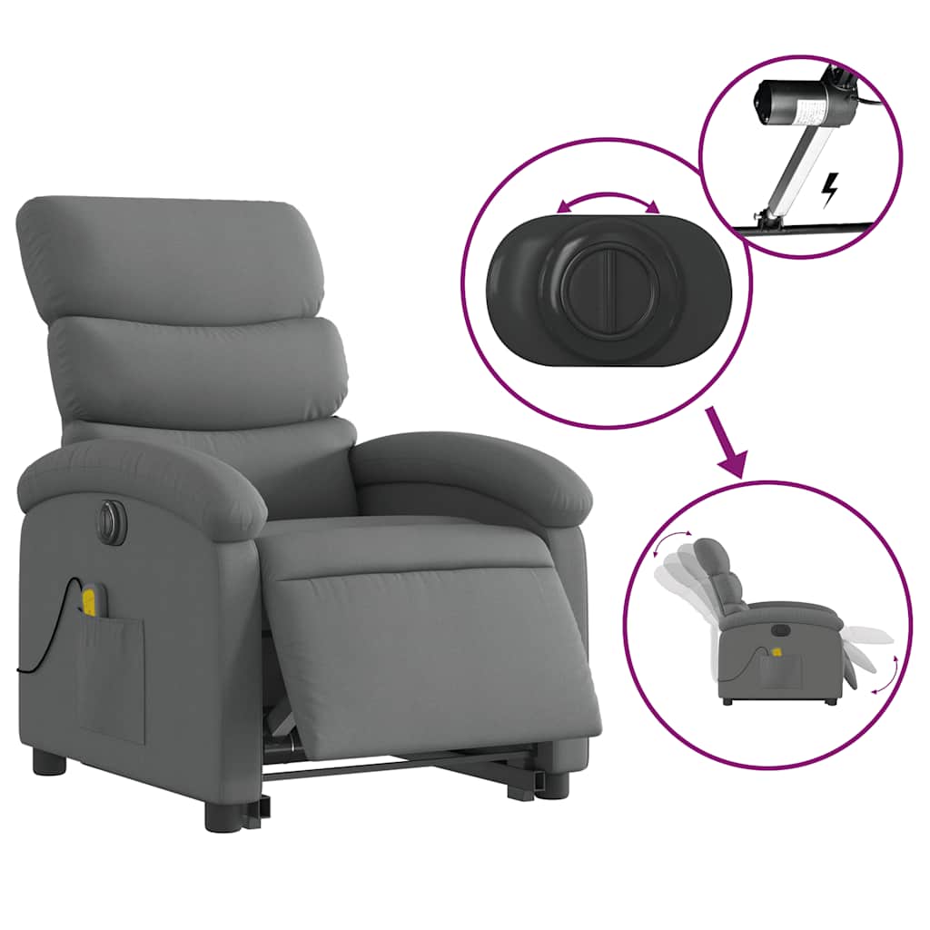 Fauteuil inclinable de massage électrique Gris foncé Tissu - XIOS