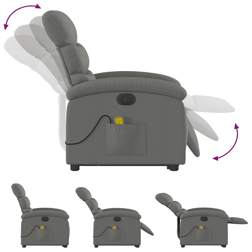 Fauteuil inclinable de massage électrique Gris foncé Tissu - XIOS
