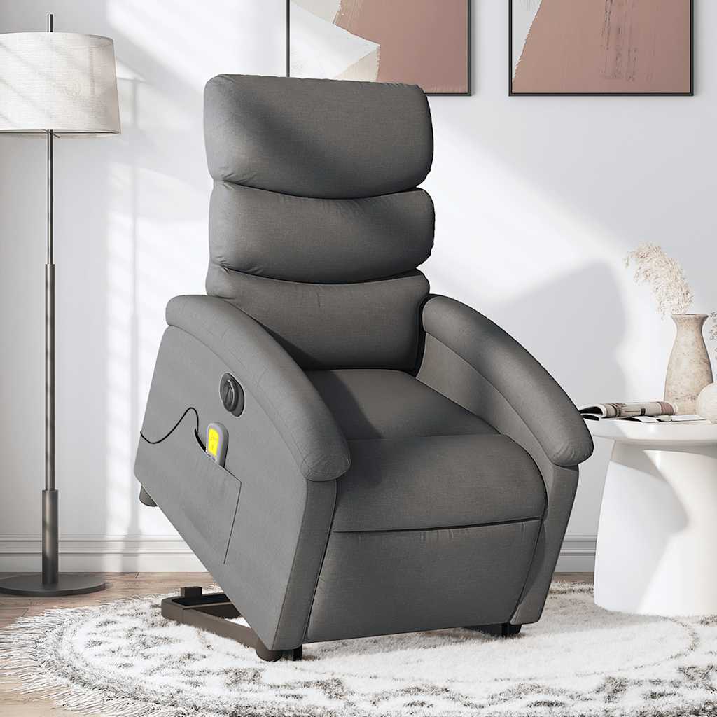 Fauteuil inclinable de massage électrique Gris foncé Tissu - XIOS