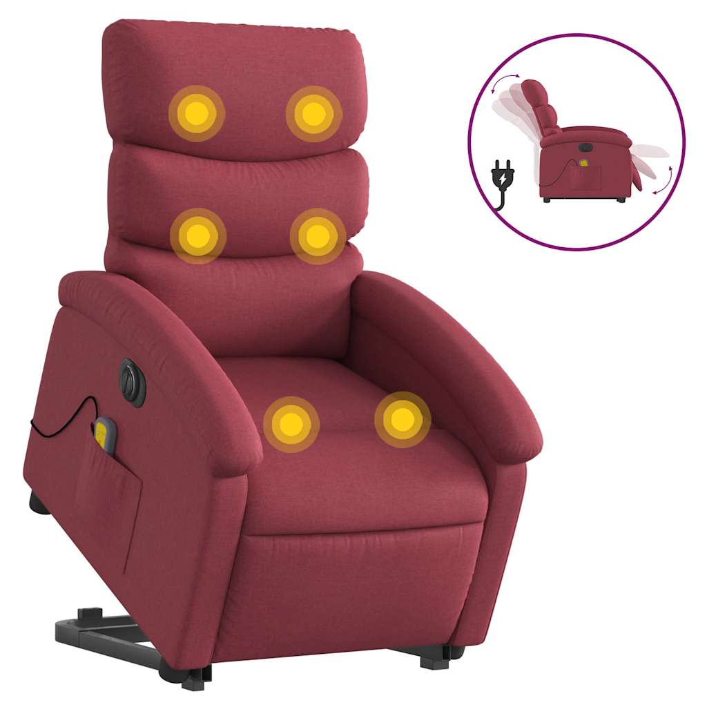 Fauteuil inclinable de massage électrique Rouge bordeaux Tissu - XIOS