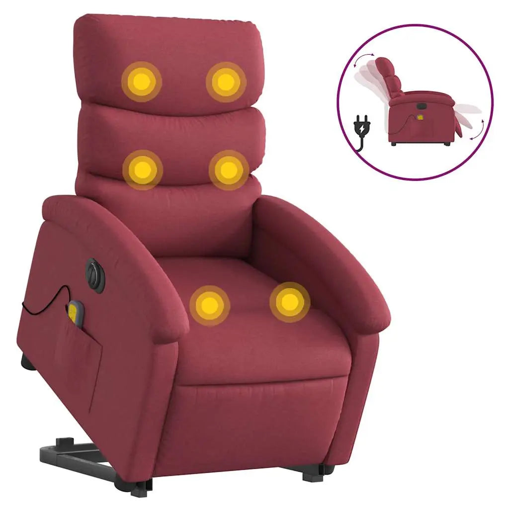 Fauteuil inclinable de massage électrique Rouge bordeaux Tissu - XIOS
