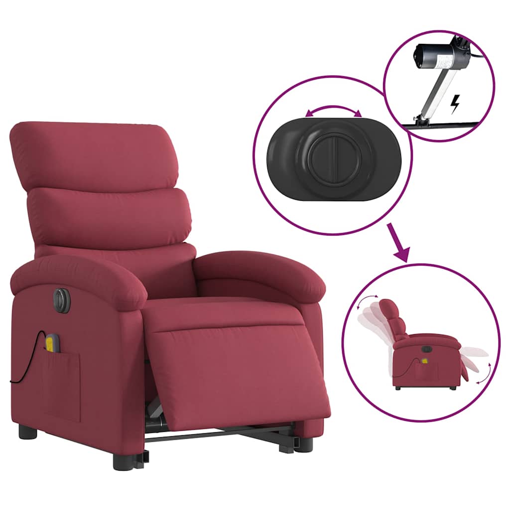 Fauteuil inclinable de massage électrique Rouge bordeaux Tissu - XIOS