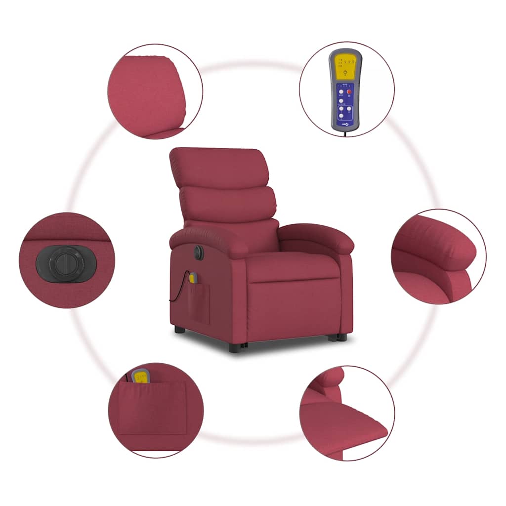 Fauteuil inclinable de massage électrique Rouge bordeaux Tissu - XIOS