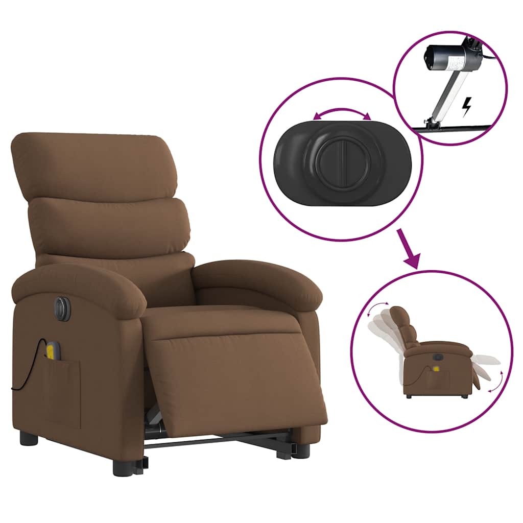 Fauteuil inclinable de massage électrique Marron Tissu - XIOS