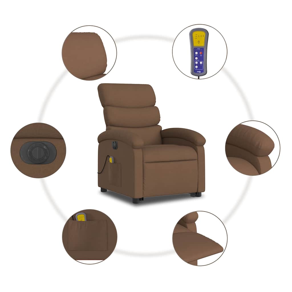 Fauteuil inclinable de massage électrique Marron Tissu - XIOS
