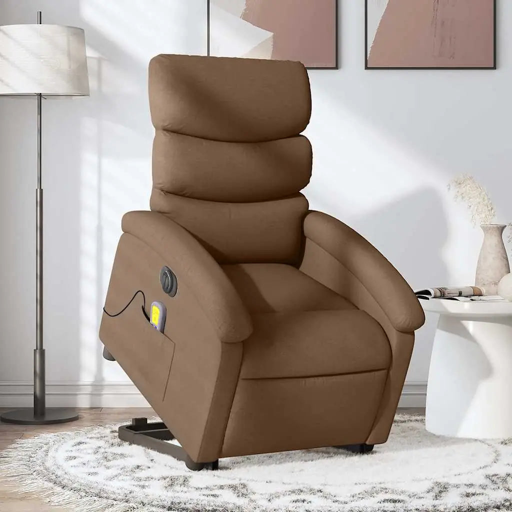 Fauteuil inclinable de massage électrique Marron Tissu - XIOS