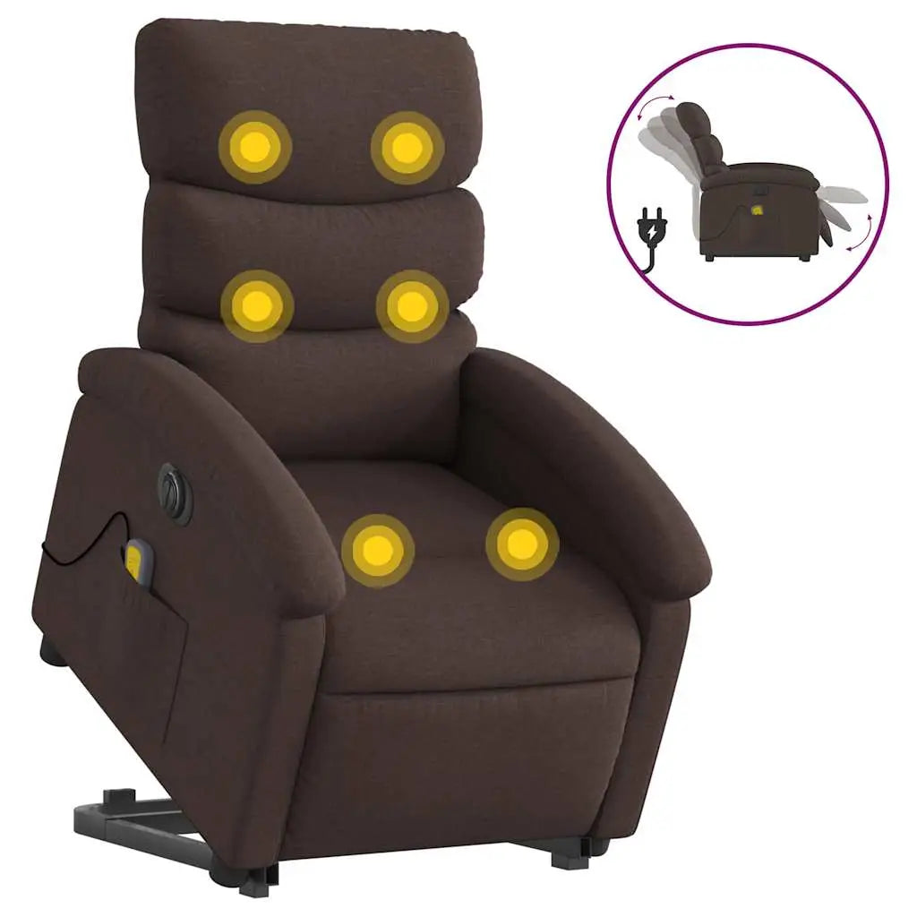 Fauteuil inclinable de massage électrique Marron foncé Tissu - XIOS