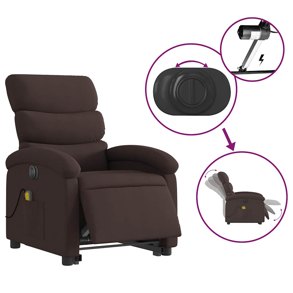 Fauteuil inclinable de massage électrique Marron foncé Tissu - XIOS