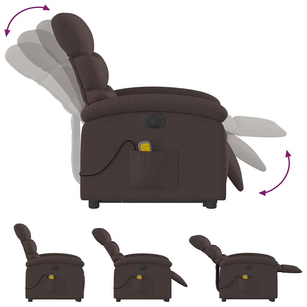 Fauteuil inclinable de massage électrique Marron foncé Tissu - XIOS