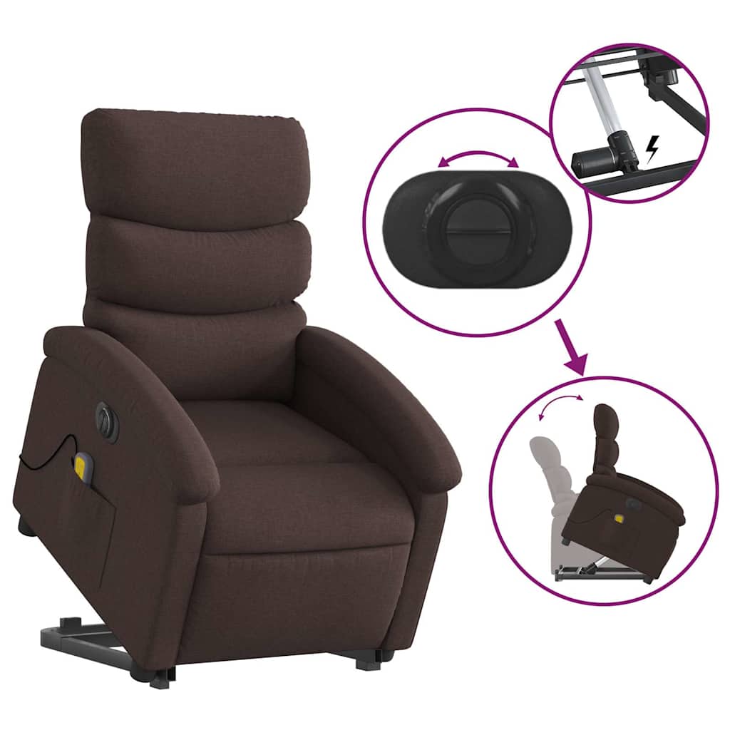 Fauteuil inclinable de massage électrique Marron foncé Tissu - XIOS