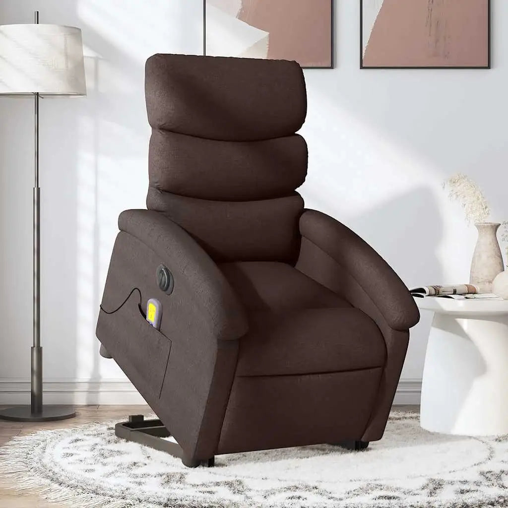 Fauteuil inclinable de massage électrique Marron foncé Tissu - XIOS